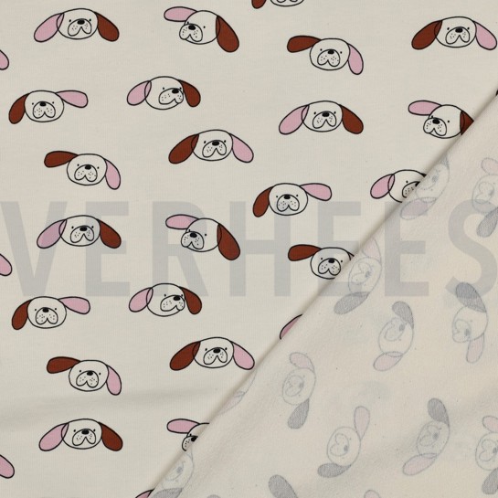 FRENCH TERRY GOTS HUNDE JENNIFER BOURON NATUR/ROSA #7