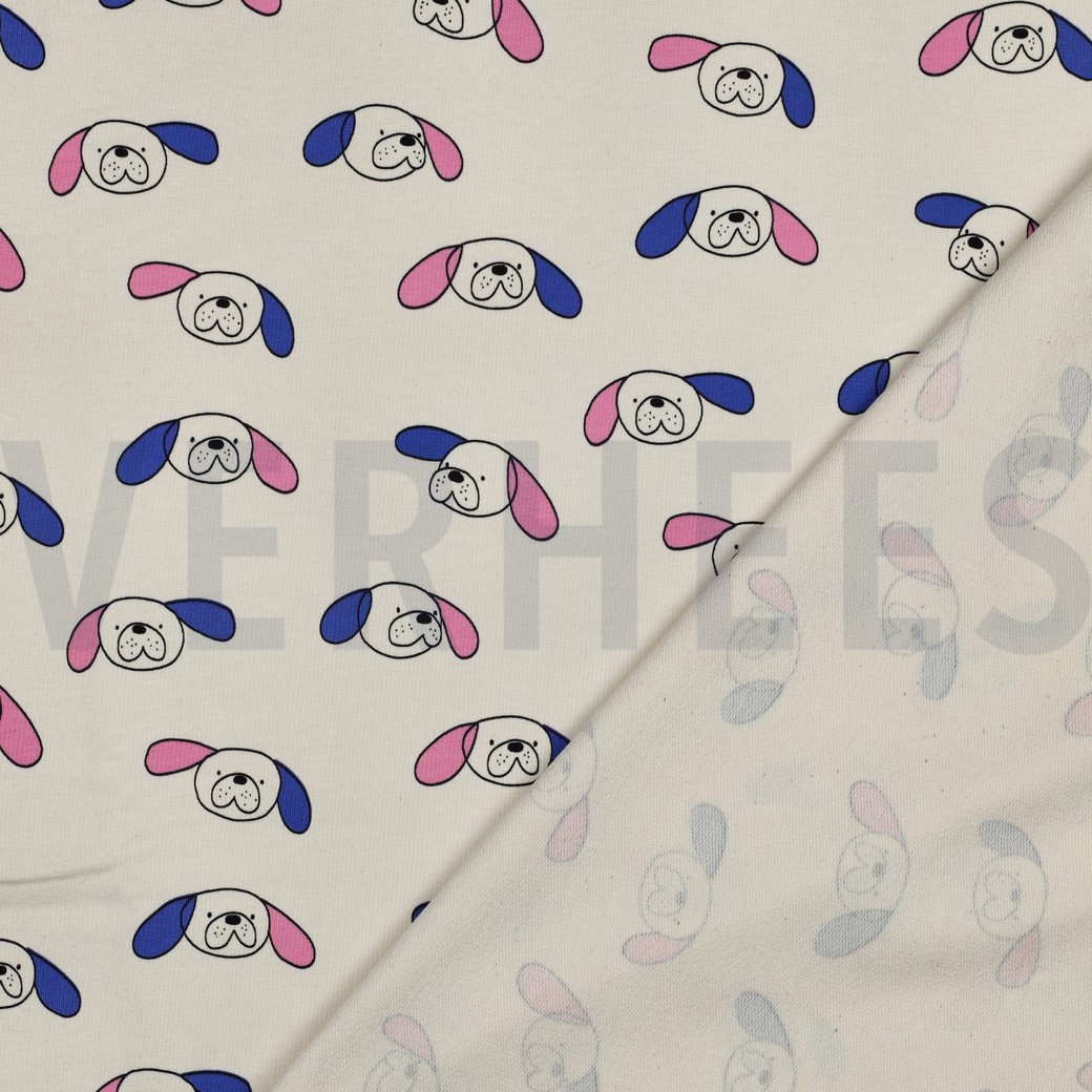 FRENCH TERRY GOTS HUNDE JENNIFER BOURON NATUR/BLAU #7