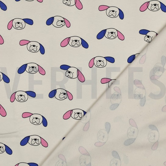 FRENCH TERRY GOTS HUNDE JENNIFER BOURON NATUR/BLAU #7