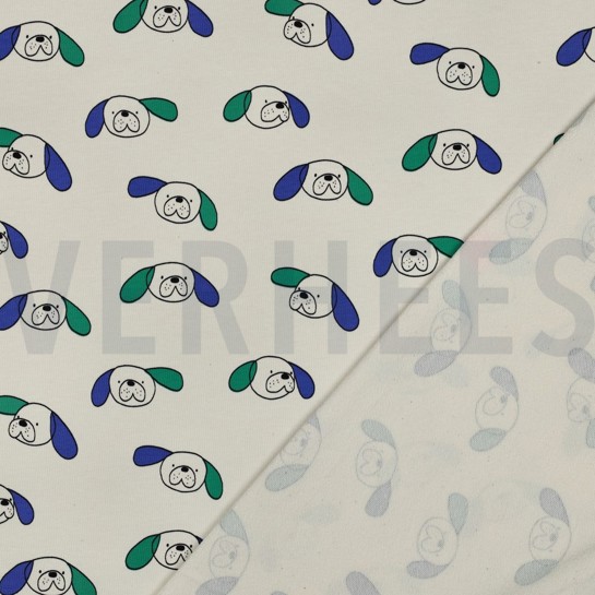 FRENCH TERRY GOTS HUNDE JENNIFER BOURON NATUR/GRÜN #7