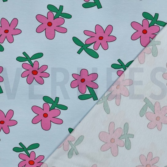 JERSEY GOTS BLUMEN JENNIFER BOURON HELLBLAU #7