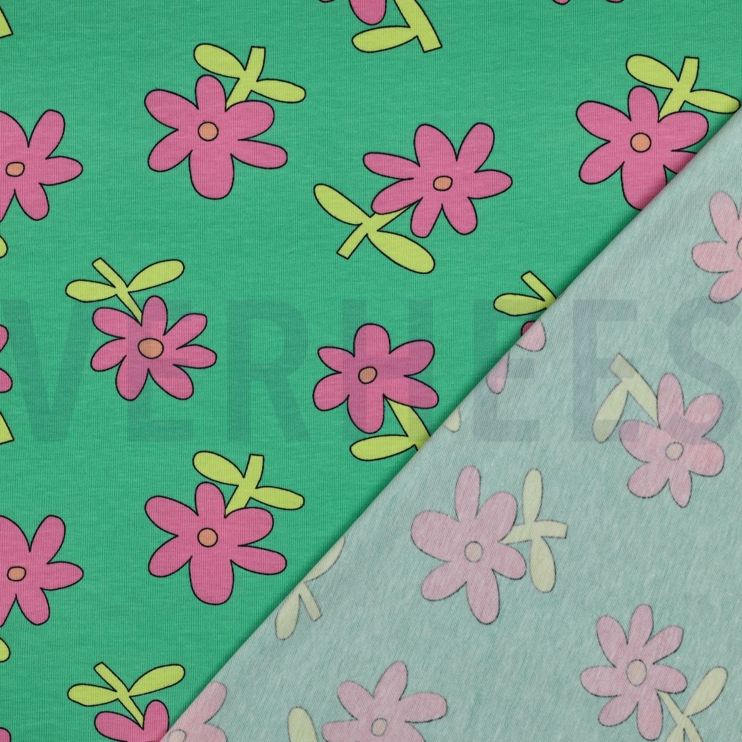 JERSEY GOTS FLEURS JENNIFER BOURON VERT #7