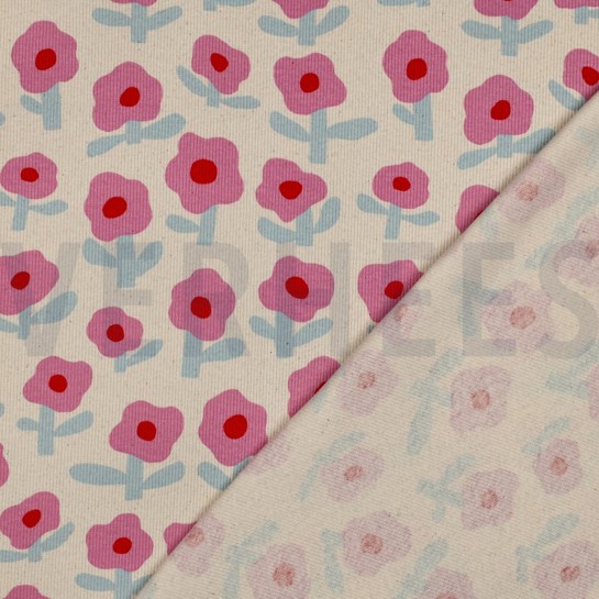RIPPJERSEY GOTS BLUMEN JENNIFER BOURON NATUR/ROSA #7
