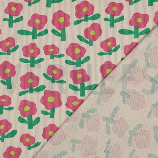 RIPPJERSEY GOTS BLUMEN JENNIFER BOURON NATUR/ROSA #7