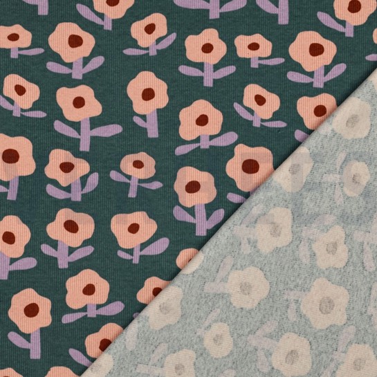 RIPPJERSEY GOTS BLUMEN JENNIFER BOURON GRÜN #7