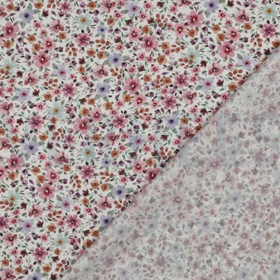 FEIN GEWEBTE BAUMWOLLPOPELINE DIGITAL BLUMEN WEISS #7