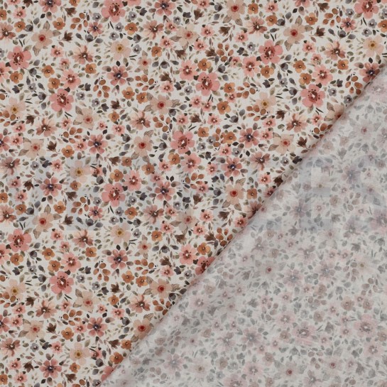 FEIN GEWEBTE BAUMWOLLPOPELINE DIGITAL BLUMEN PFIRSICH #7