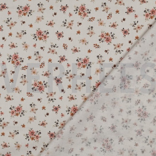 FEIN GEWEBTE BAUMWOLLPOPELINE DIGITAL BLUMEN PFIRSICH #7