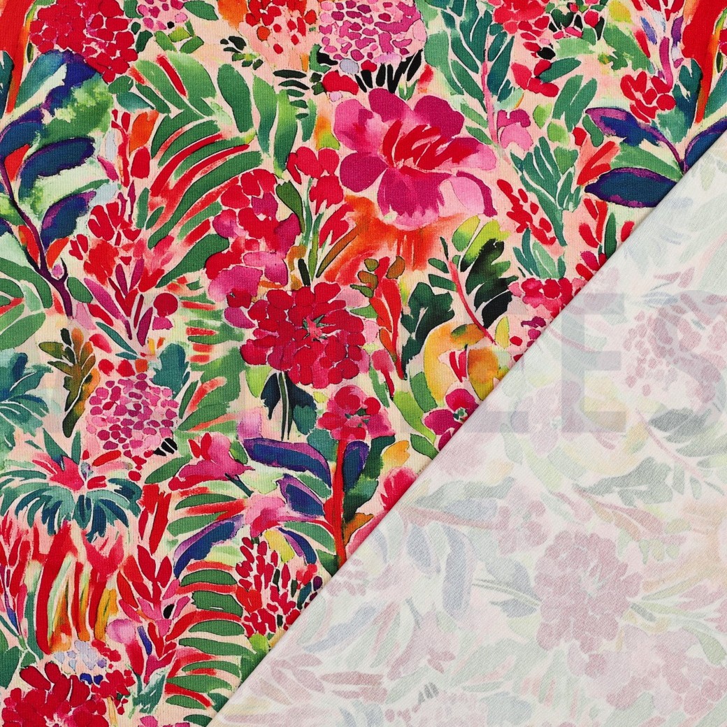 VISCOSE JERSEY DIGITAAL BLOEMEN ROZE #7
