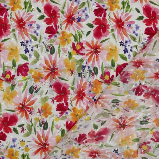 VISCOSE DOBBY DIGITAL FLOWERS MULTICOLOUR #7