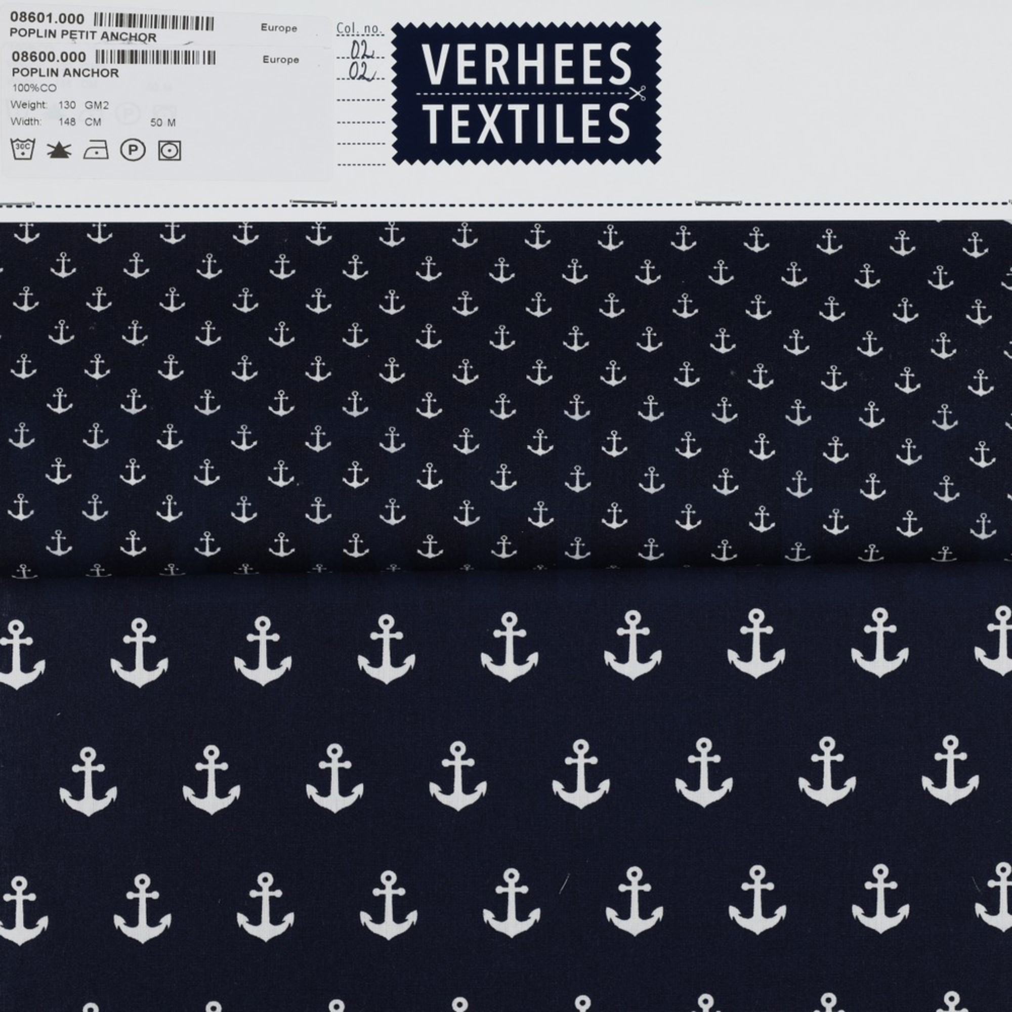 KATOENEN POPLIN ANKERS WIT/DONKERBLAUW (high resolution) #4