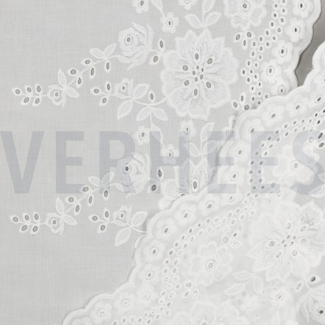 COTTON EMBROIDERY ONE-SIDE BORDER WHITE #7