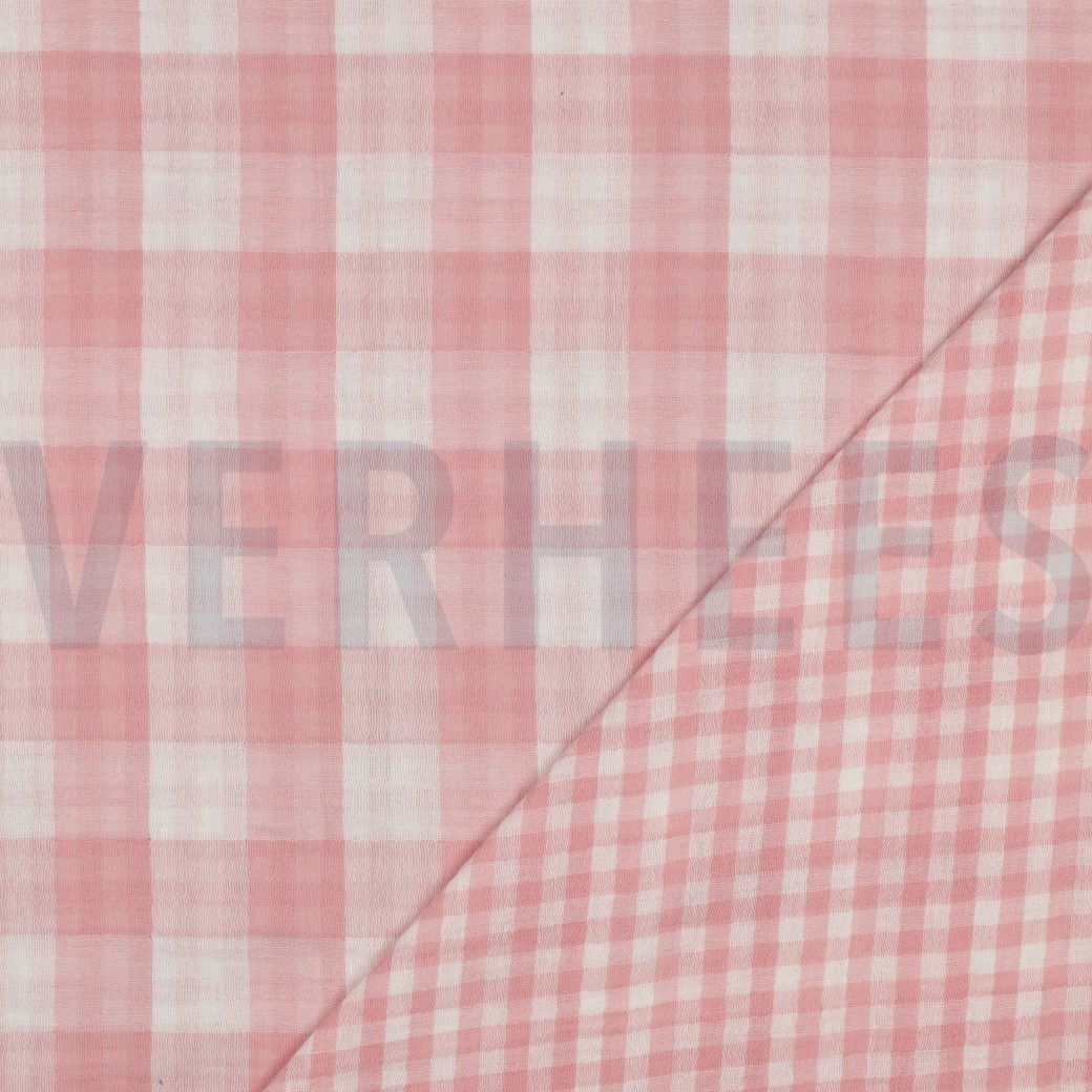 DOUBLE GAUZE DOUBLE SIDED CHECKS OLD ROSE #7