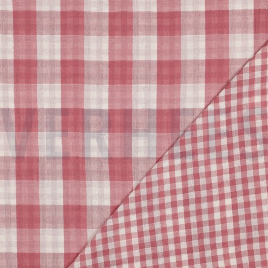 DOUBLE GAUZE DUBBELZIJDIGE RUITEN MAUVE #7