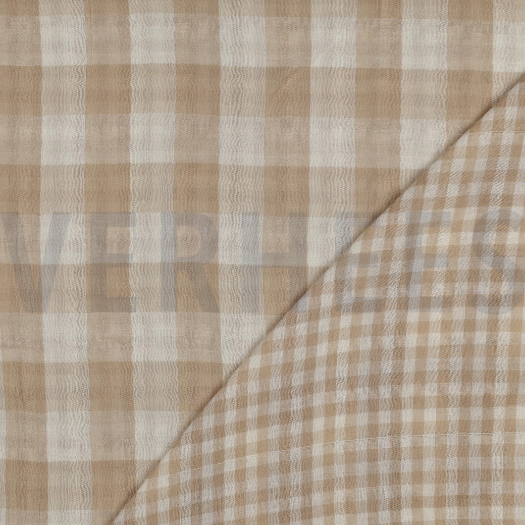 DOUBLE GAUZE DUBBELZIJDIGE RUITEN BEIGE #7