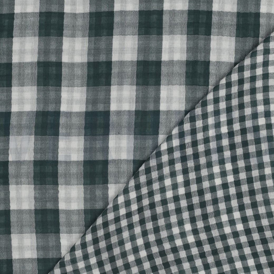 DOUBLE GAUZE DOUBLE SIDED CHECKS CYAN #7