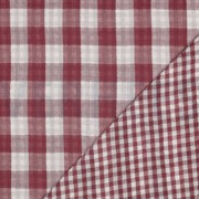 DOUBLE GAZE DE COTON DOUBLE FACE CARREAUX BOIS DE ROSE (thumbnail) #4