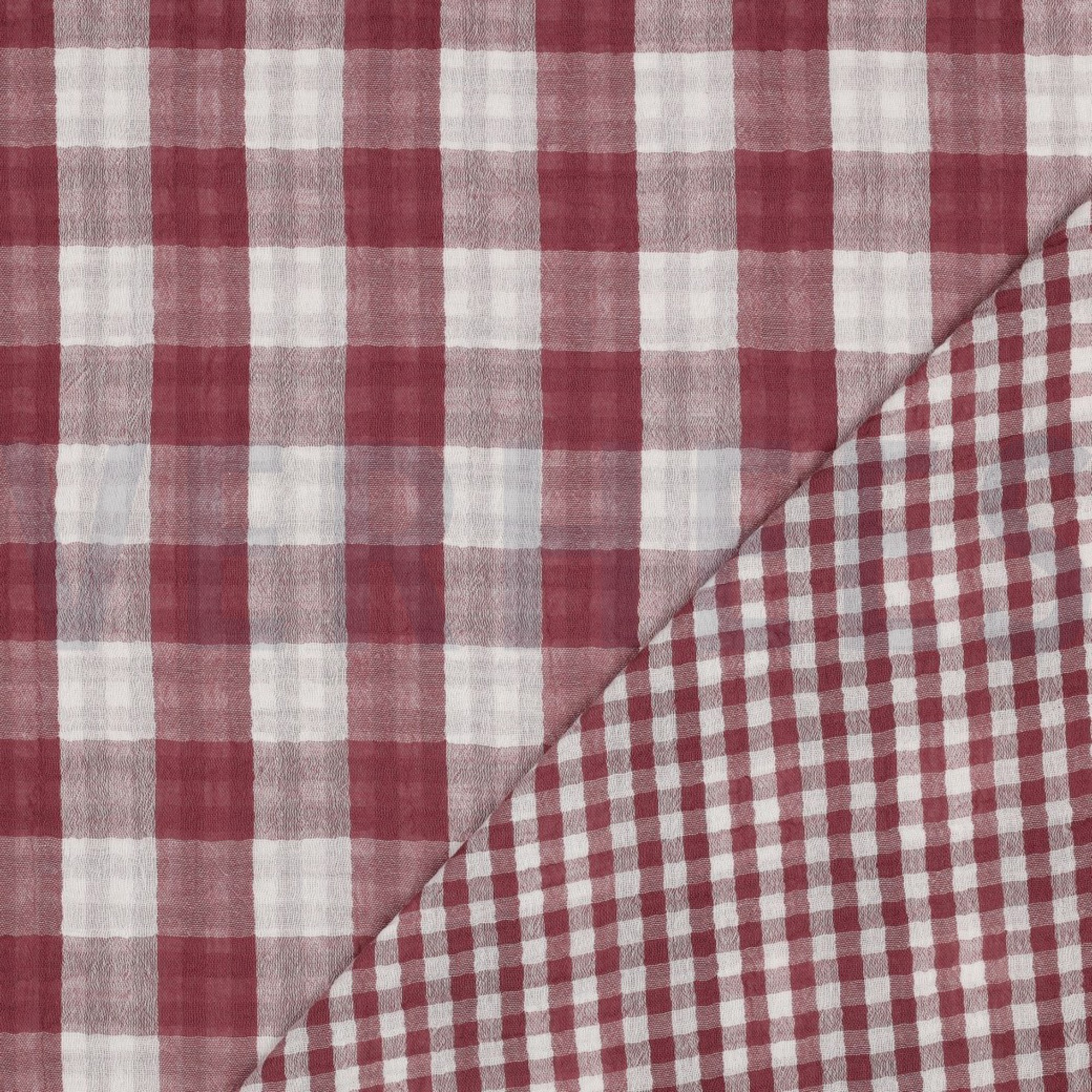 DOUBLE GAZE DE COTON DOUBLE FACE CARREAUX BOIS DE ROSE (high resolution) #4