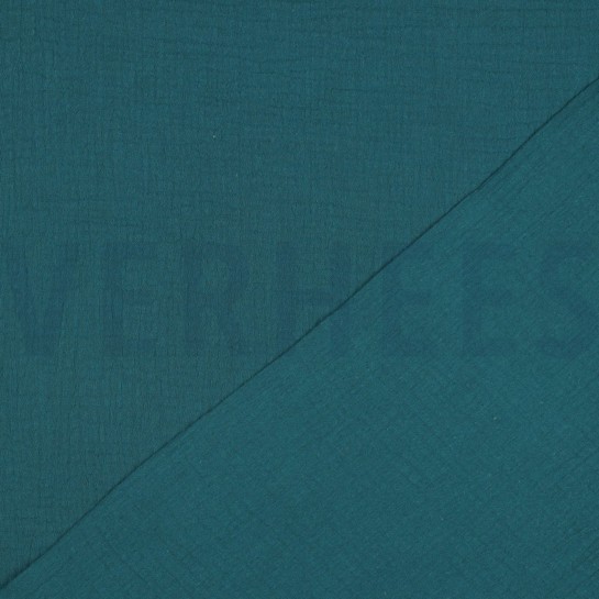 DOUBLE GAZE DE COTON CYAN FONCÉ #7