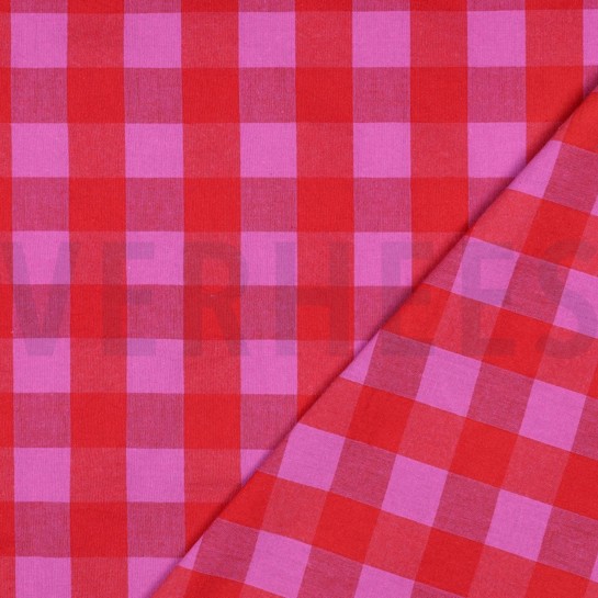 KATOEN GARENGEVERFD RUITEN ROOD #7