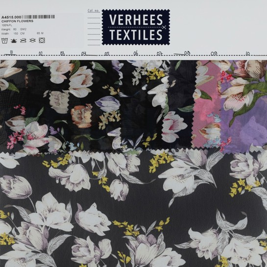 CHIFFON FLOWERS BLACK/LAVENDER #7