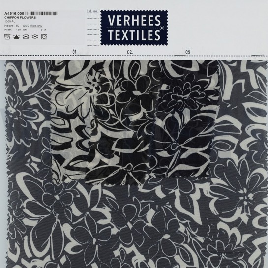 CHIFFON BLUMEN SCHWARZ #7