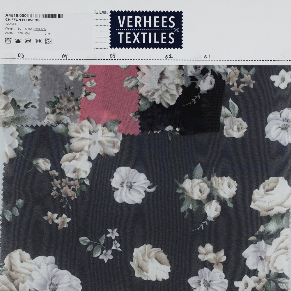 CHIFFON FLEURS GRIS #7