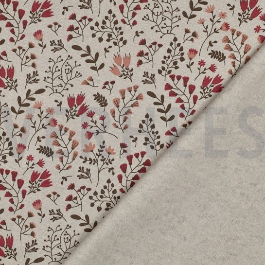 COATED CANVAS LINEN LOOK FLOWERS MAUVE #7