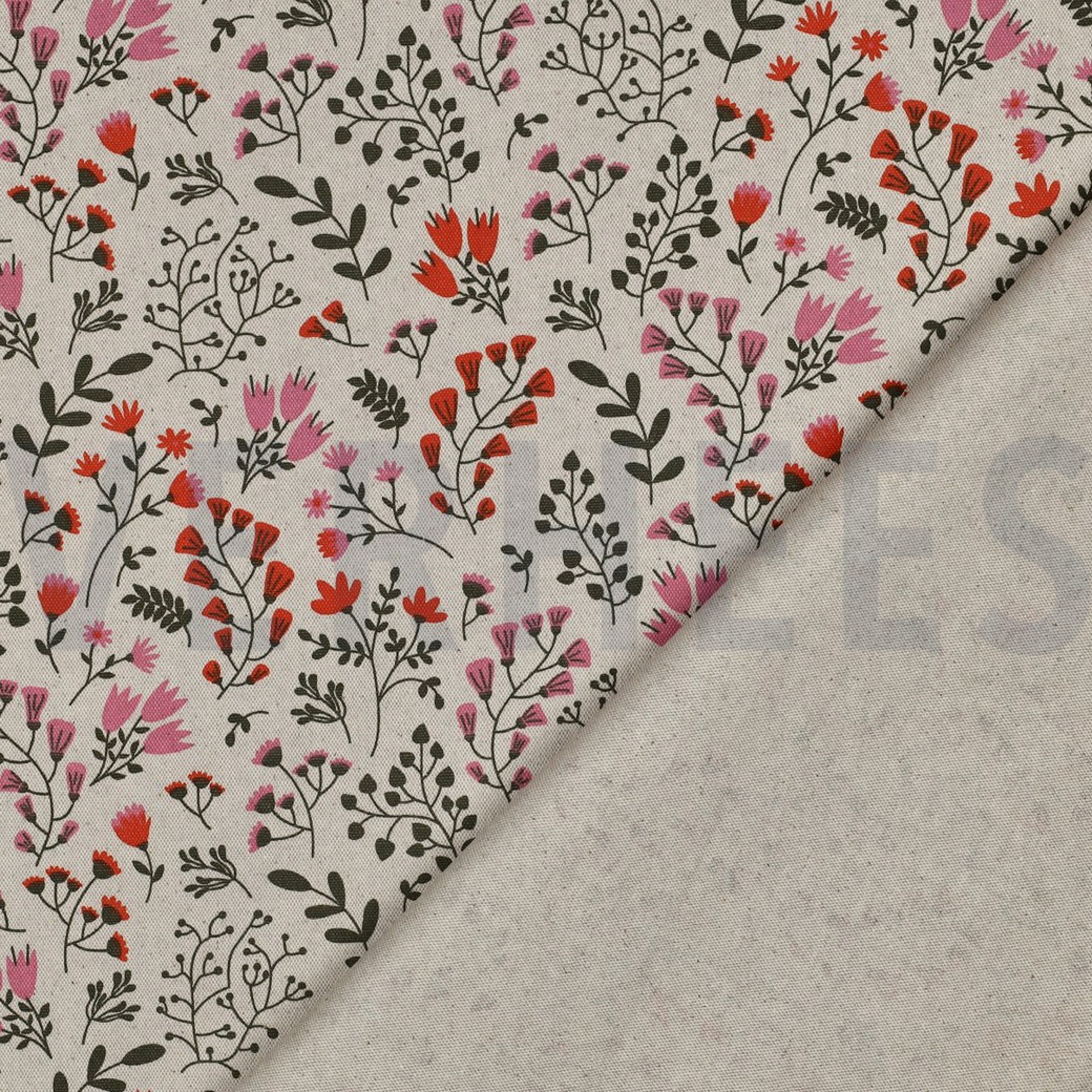 COATED CANVAS LINEN LOOK FLOWERS PINK (high resolution) #4