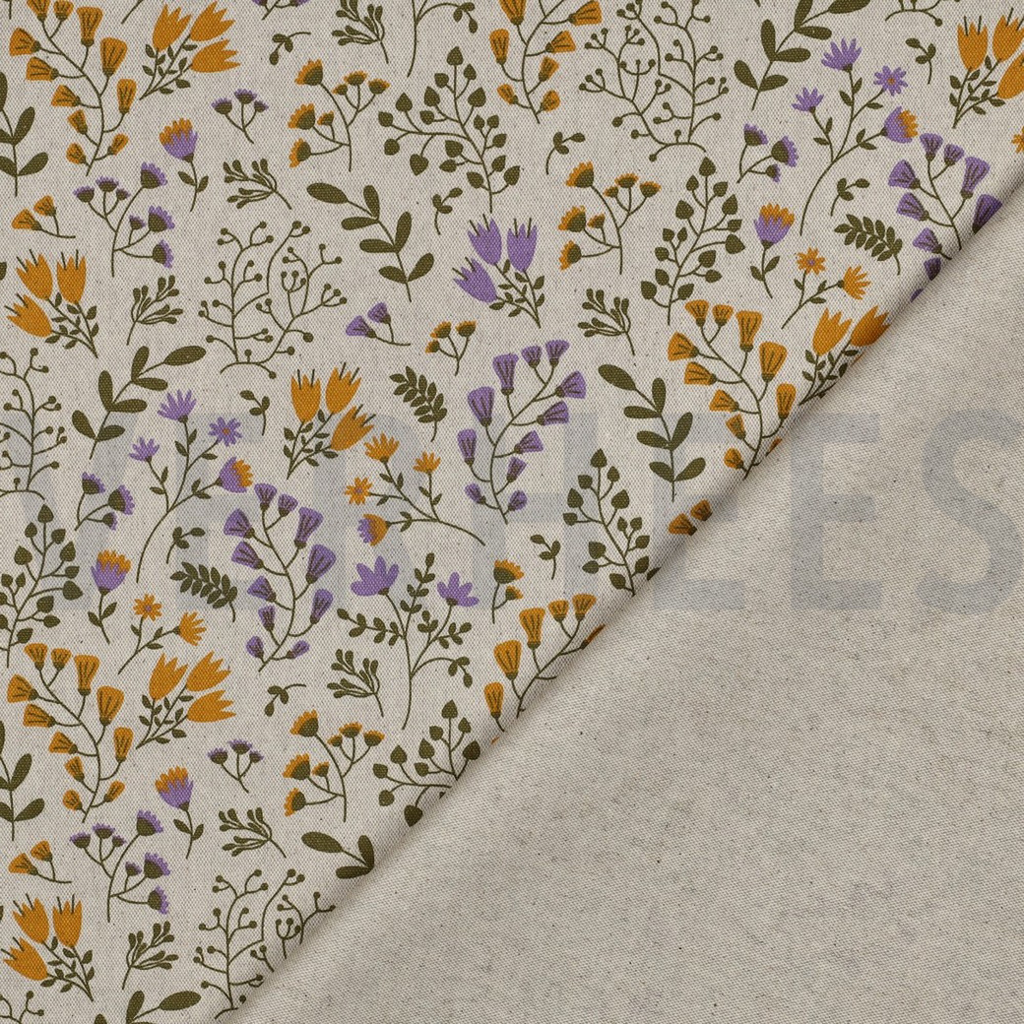 COATED CANVAS LINEN LOOK FLOWERS OCHRE (high resolution) #4
