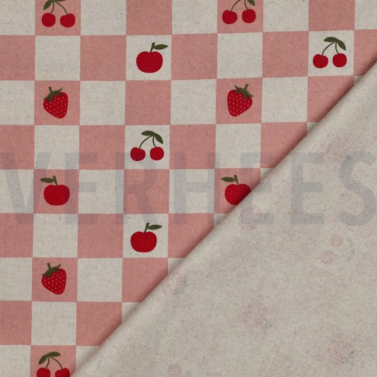 COATED CANVAS LINEN LOOK CHECKS PINK #7