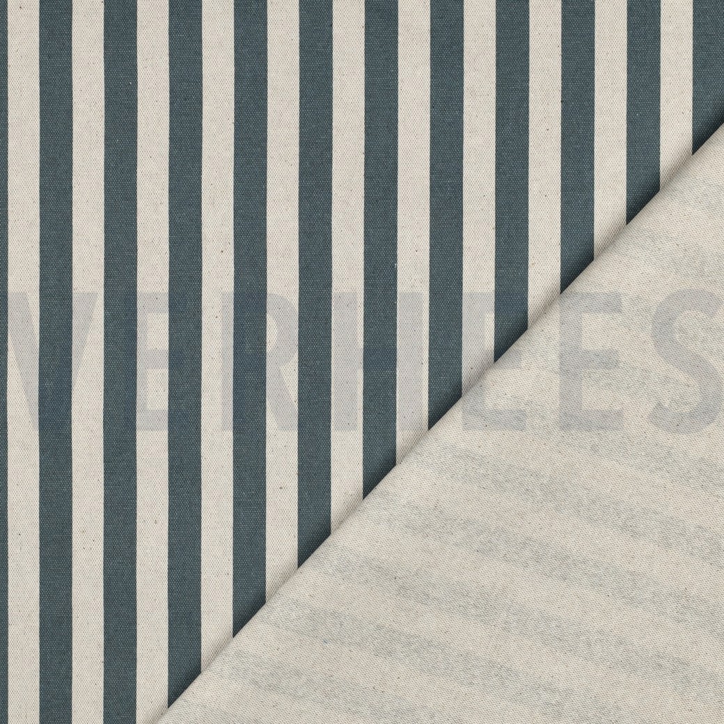COATED CANVAS LINNENLOOK STREPEN BLAUW #7