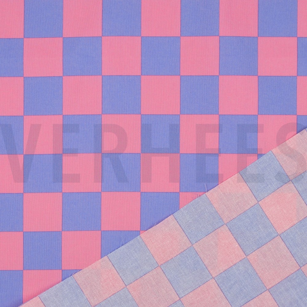 COTON ENDUIT CARREAUX ROSE #7