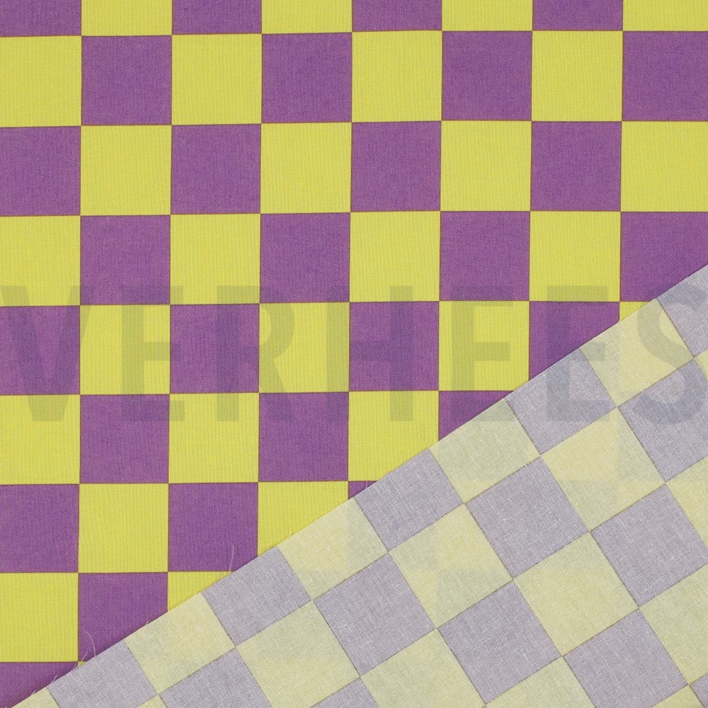 COTON ENDUIT CARREAUX JAUNE/VIOLET #7
