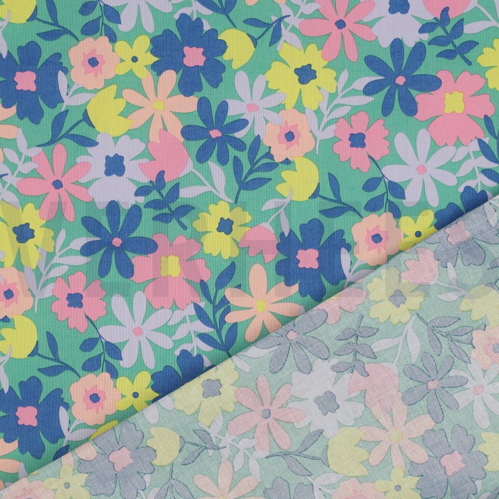 COTON ENDUIT FLEURS VERT #7