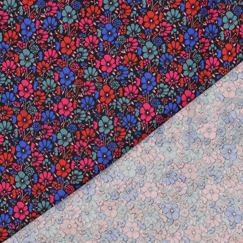 COATED KATOEN BLOEMEN ZWART #7