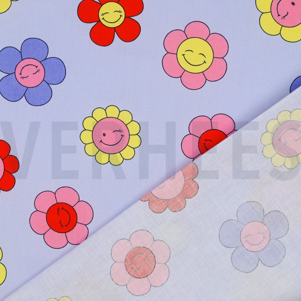 COTON ENDUIT FLEURS JOYEUSES BLEU CLAIR #7
