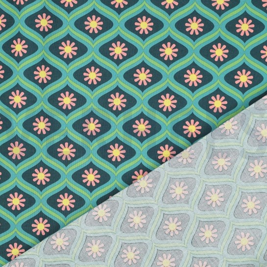 COTON ENDUIT FLEURS VERT #7