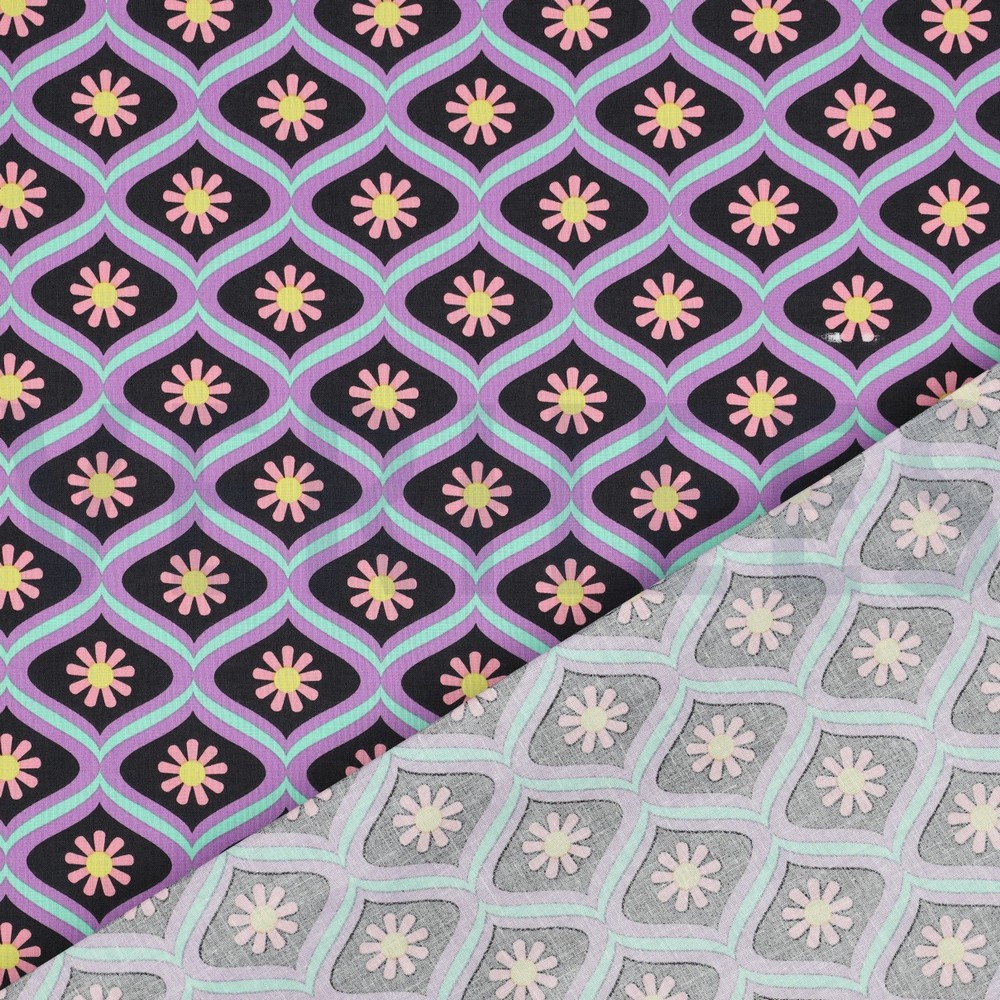 COATED KATOEN BLOEMEN ZWART #7