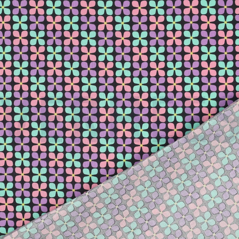 COATED KATOEN BLOEMEN ZWART #7
