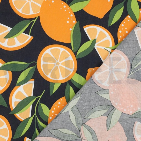 BESCHICHTETE BAUMWOLLE ZITRONEN MARINEBLAU #7