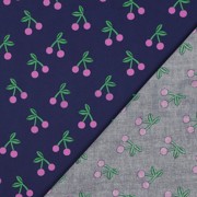 BESCHICHTETE BAUMWOLLE KIRSCHEN MARINEBLAU (thumbnail) #4