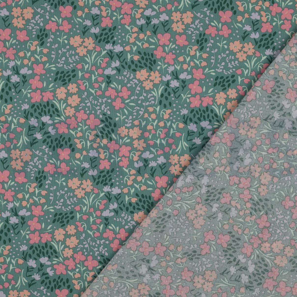 COATED KATOEN BLOEMEN GROEN #7