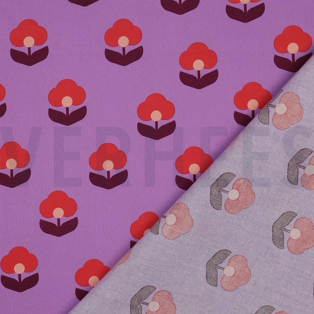 COATED COTTON RETRO FLOWERS LAVENDER #7