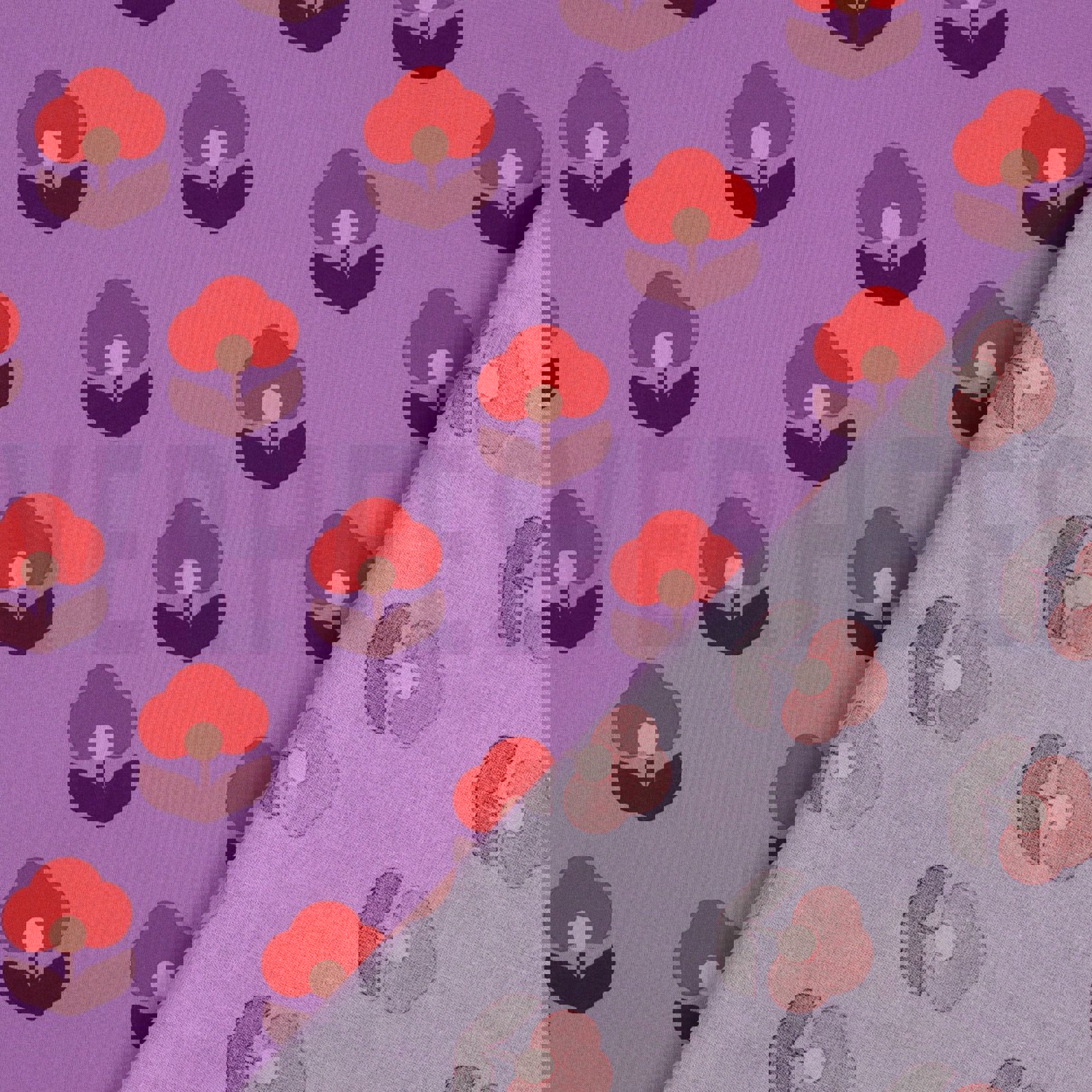 COTON ENDUIT FLEURS RÉTRO LAVANDE (high resolution) #4