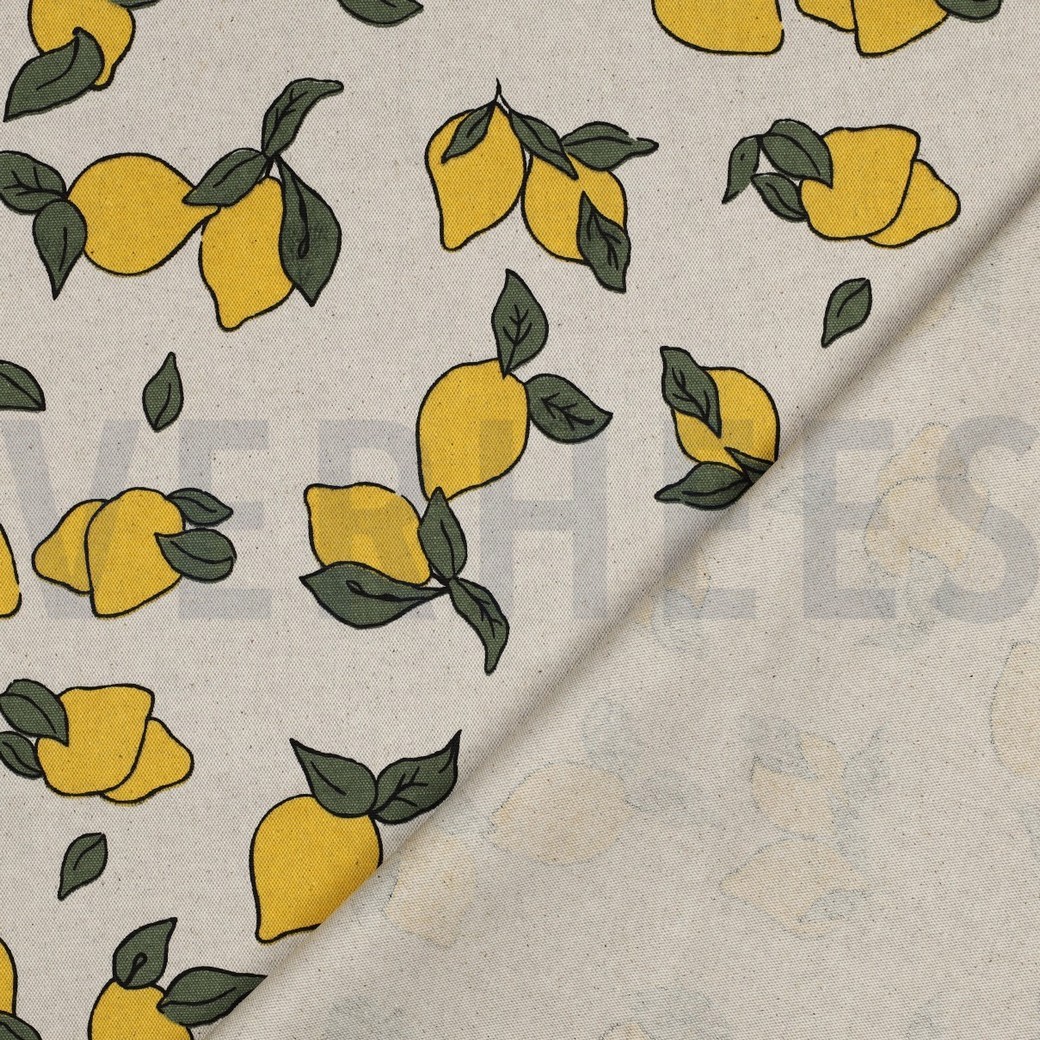 TOILE DÉCORATION ENDUIT LIN LOOK CITRONS NATUREL #7