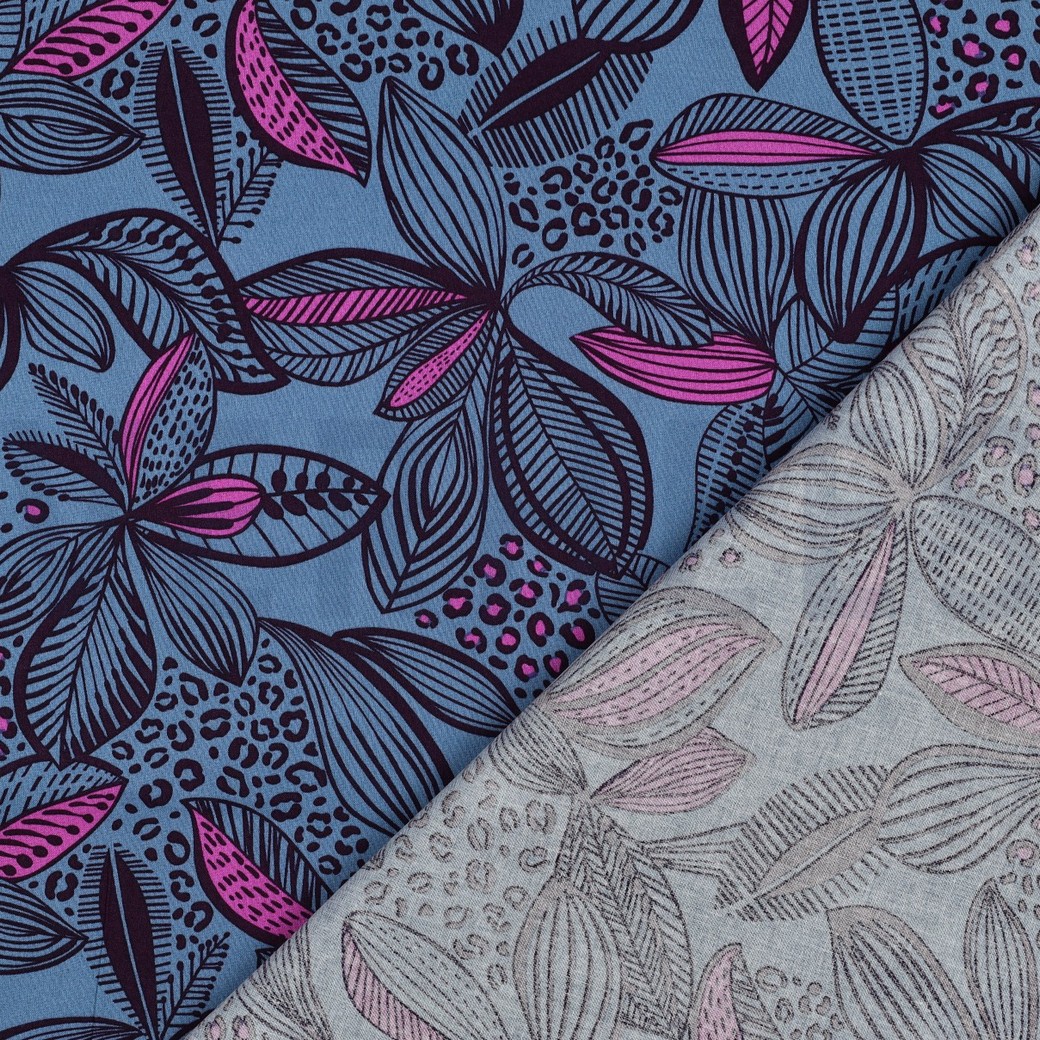 COTON ENDUIT FEUILLES BLEU #7