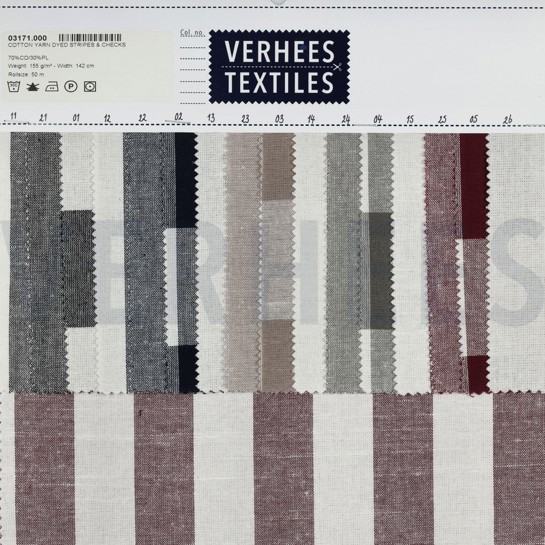 COTTON YARN DYED STRIPES & CHECKS SAGE #7