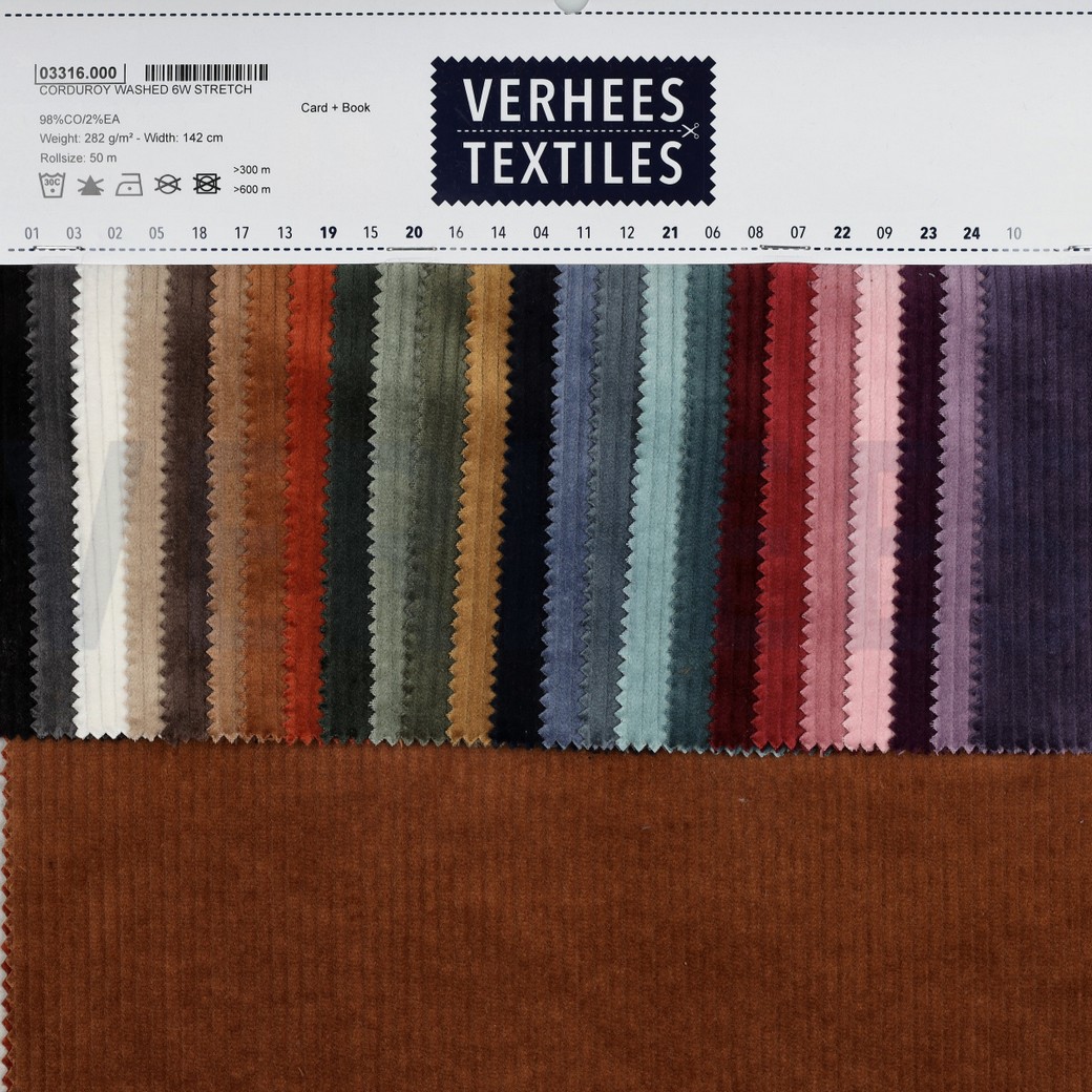 CORDUROY GEWASSEN 6W STRETCH ZAND #7