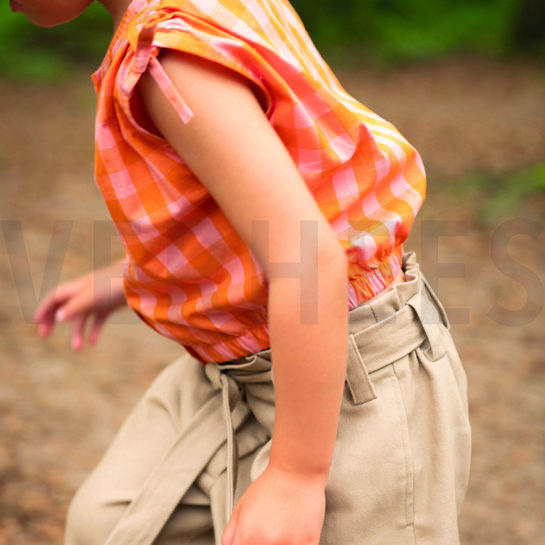 KATOEN GARENGEVERFD RUITEN ORANJE/ZALM #7